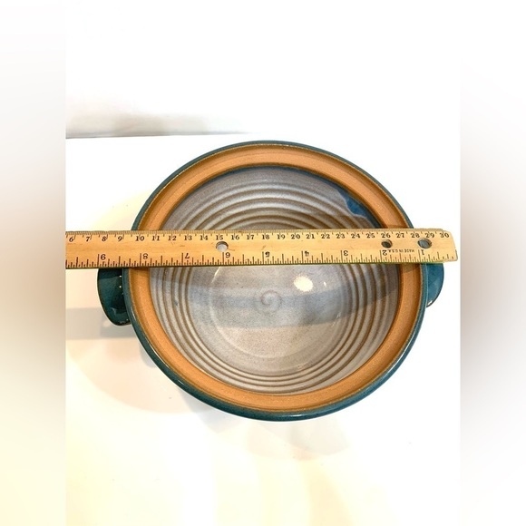 Blue Stoneware Studio Pottery Casserole Bowl Signed by Artist Suzanne Kent - Picture 7 of 9